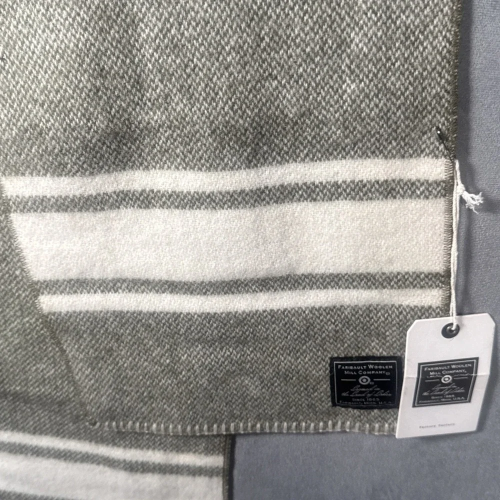 Faribault Woolen Mill Co Target 100% Virgin Wool Scarf Olive 72x10 NWT USA